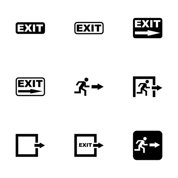 Set di icone di uscita nera vettoriale — Vettoriale Stock