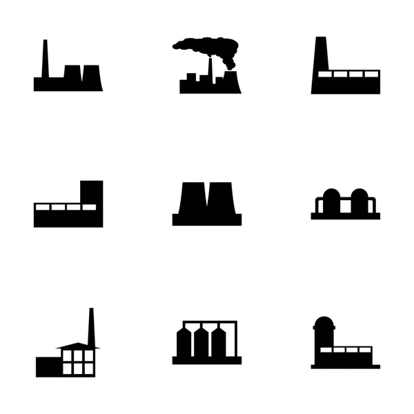 Vektor schwarze Fabrik Symbol gesetzt — Stockvektor