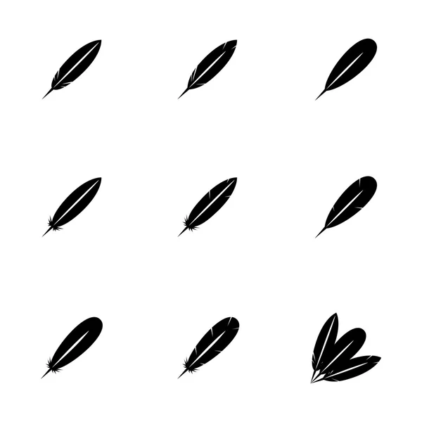 Set di icone in piuma nera vettoriale — Vettoriale Stock