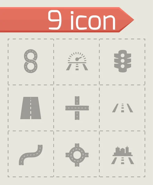 Vector camino icono conjunto — Vector de stock