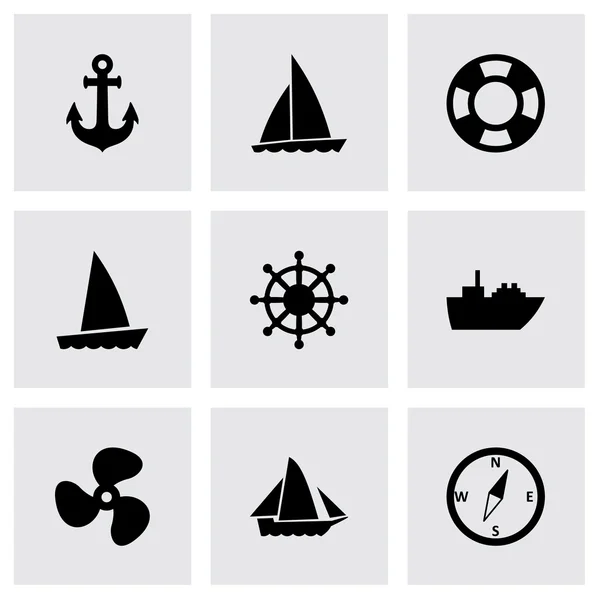 Vector schip en boot pictogrammenset — Stockvector