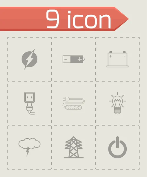 Vector black electricity icons set — Stock Vector