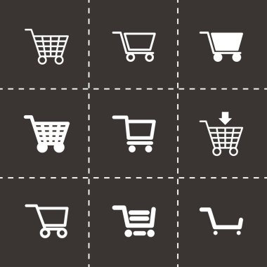 alışveriş sepeti Icon set vektör siyah