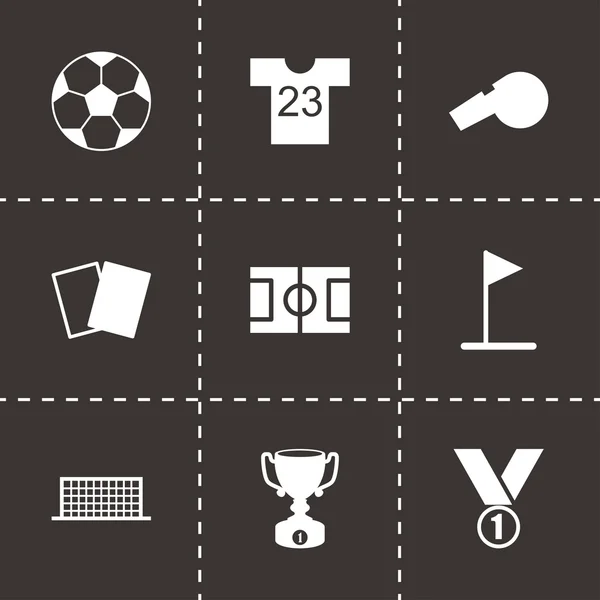 Vector negro icono de fútbol conjunto — Archivo Imágenes Vectoriales