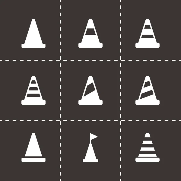 Set di icone cono traffico nero vettoriale — Vettoriale Stock