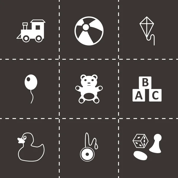 Vector black toys icon set — Stock Vector