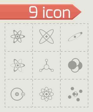 Vektör siyah atom Icon set