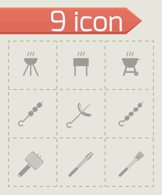 Vektör siyah Barbekü Icon set