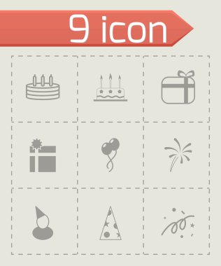 Vektör siyah doğum günü Icon set