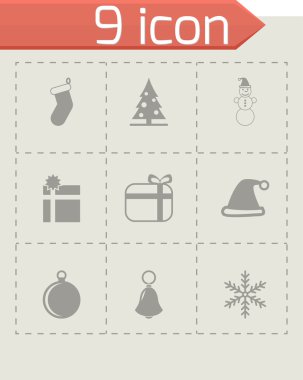 Vektör siyah Noel Icon set