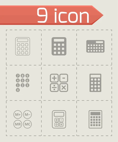 Conjunto de iconos de calculadora negra vectorial — Vector de stock