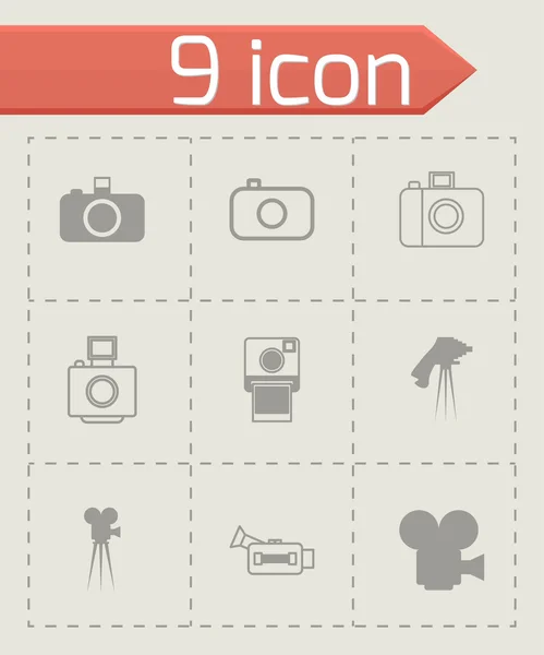 Vector conjunto de iconos de cámara negra — Vector de stock