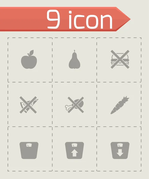 Vector black diet icon set — Stock Vector