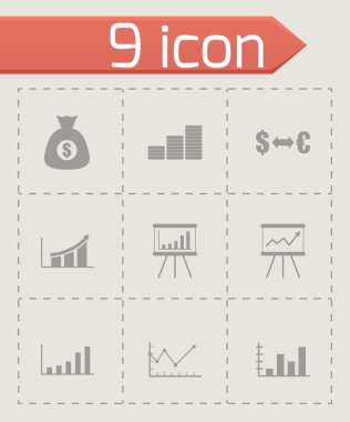 Vektör siyah ekonomik Icon set