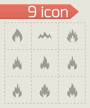 Vektör siyah ateş Icon set
