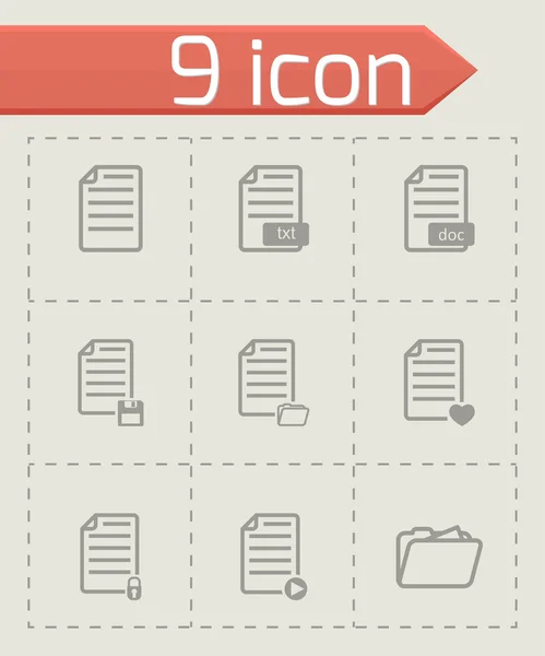 Vector black documents icon set — Stock Vector