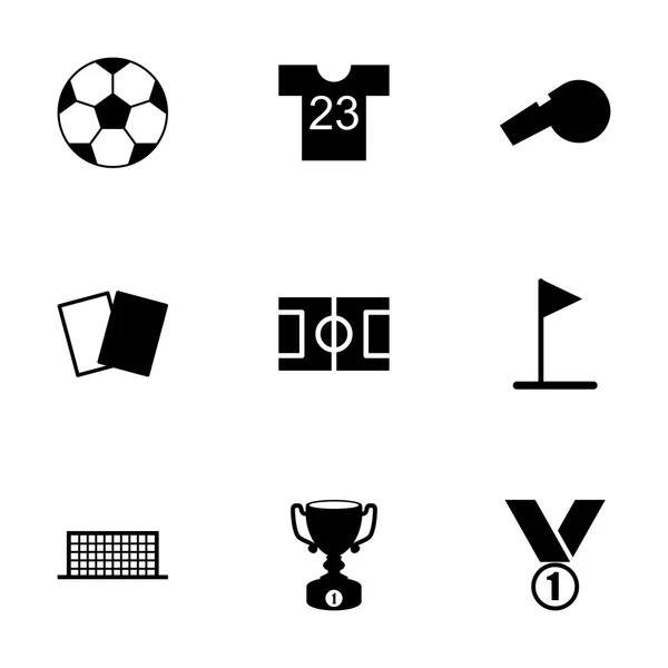 Vector negro icono de fútbol conjunto — Vector de stock