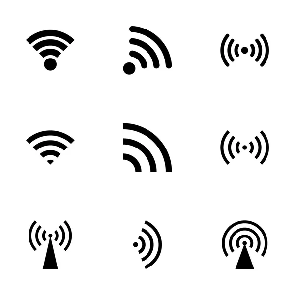 Vektor schwarzes drahtloses Symbol gesetzt — Stockvektor