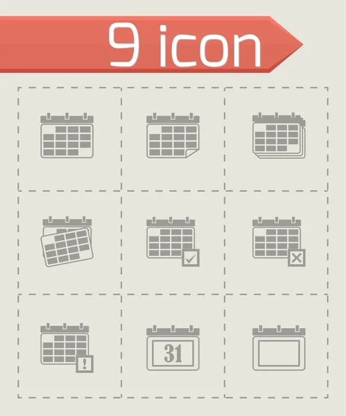 Vector black calendar icon set — Stock Vector