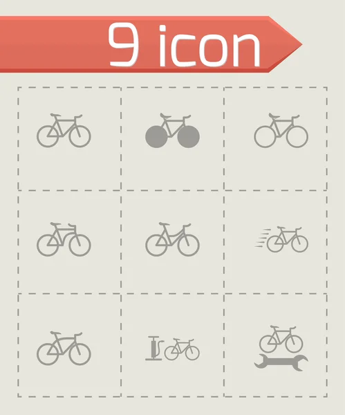Conjunto de ícones de bicicleta preta vetorial — Vetor de Stock