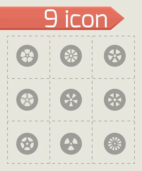 Conjunto de icono de rueda vectorial — Vector de stock