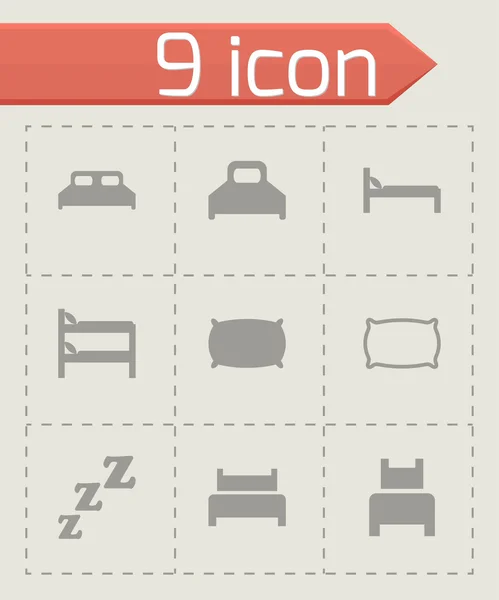 Conjunto de icono de cama vectorial — Vector de stock