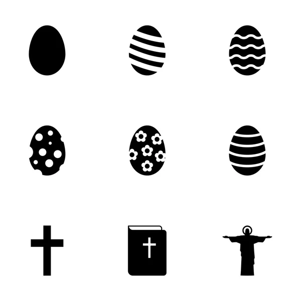 Vector black easter icon set — Stock Vector