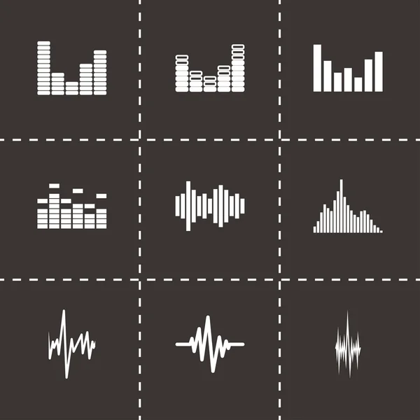 Ensemble d'icônes d'ondes sonores de musique vectorielle — Image vectorielle