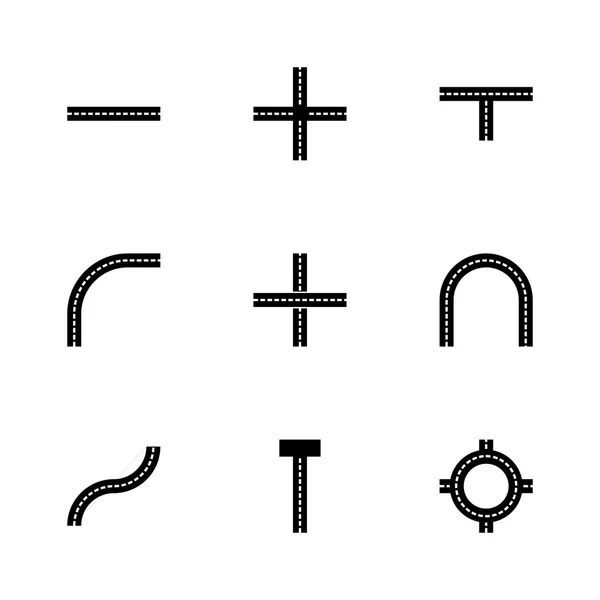 Набор значков векторных дорожных элементов — стоковый вектор