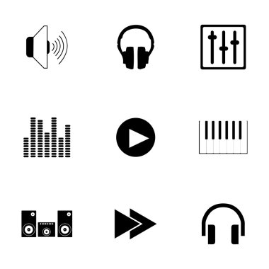 vektör siyah ses simgeler kümesi