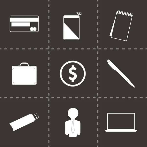 Vector black business icons set — Stock Vector