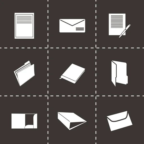 Vector black document icons set — Stock Vector