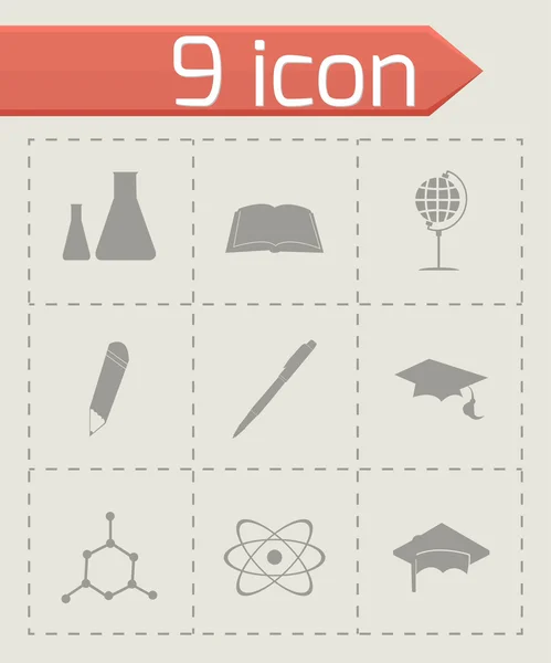 Conjunto de iconos de educación negra vectorial — Archivo Imágenes Vectoriales
