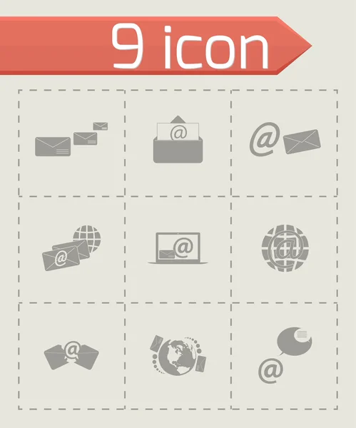Vector black email icons set — Stock Vector