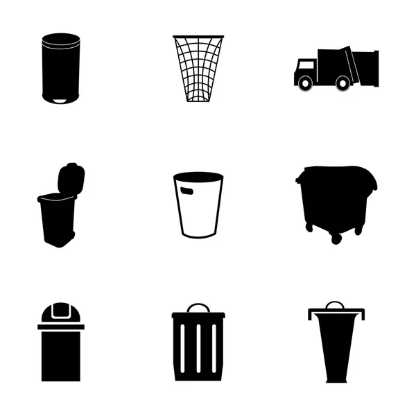 Conjunto de iconos de basura negra vectorial — Archivo Imágenes Vectoriales