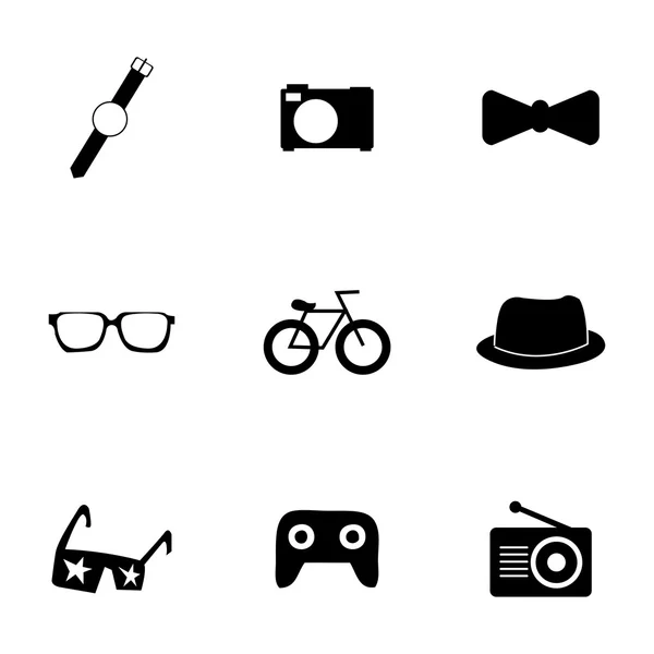 Conjunto de iconos hipster negro vector — Vector de stock