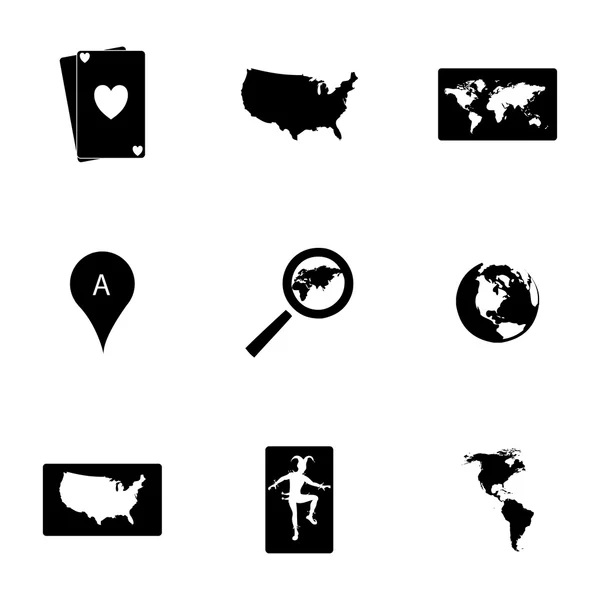 Set icone mappa nera vettoriale — Vettoriale Stock