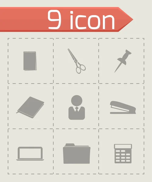 Vector zwarte office icons set — Stockvector