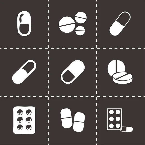 Conjunto de iconos de pastillas vectoriales — Archivo Imágenes Vectoriales