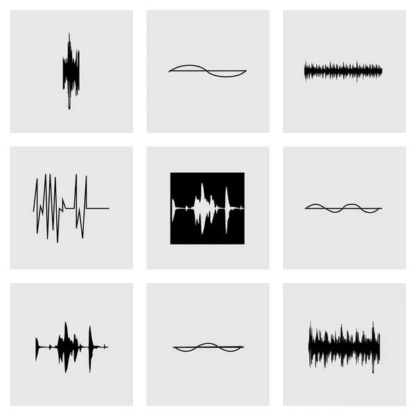 Ensemble d'icônes d'ondes sonores de musique vectorielle — Image vectorielle