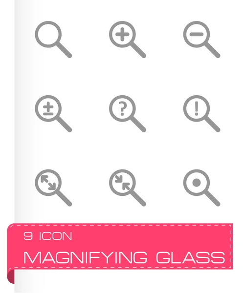 Vektor förstoringsglas Ikonuppsättning — Stock vektor