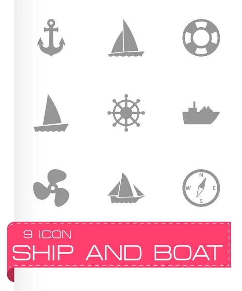 Set di icone per nave vettoriale e barca — Vettoriale Stock