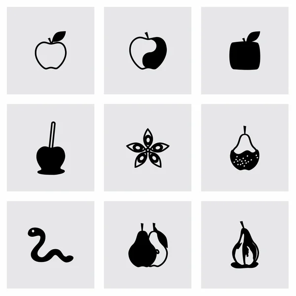 Conjunto de ícones de maçã e pêra vetorial — Vetor de Stock