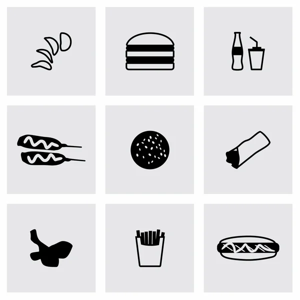 Vector de comida rápida icono conjunto — Vector de stock