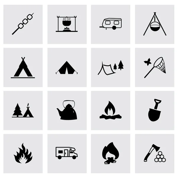 Vektor camping icon set — Stockvektor