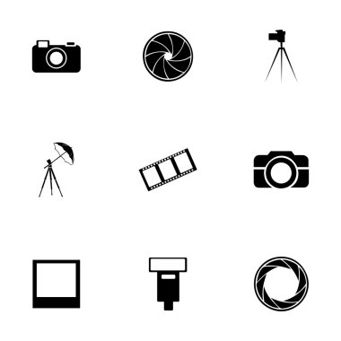 vektör siyah fotoğraf simge kümesi