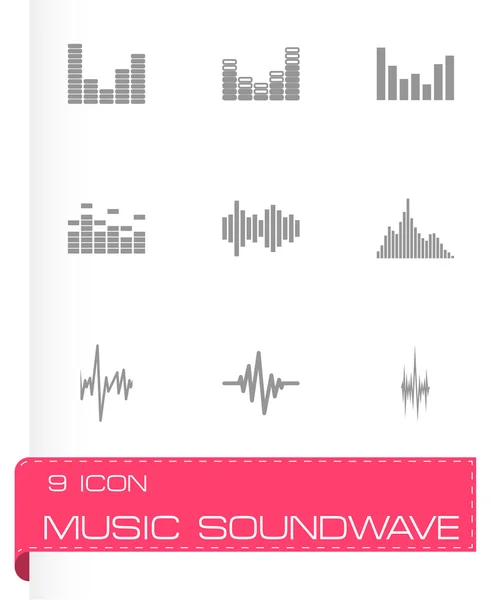 Vector musik soundwave Ikonuppsättning — Stock vektor