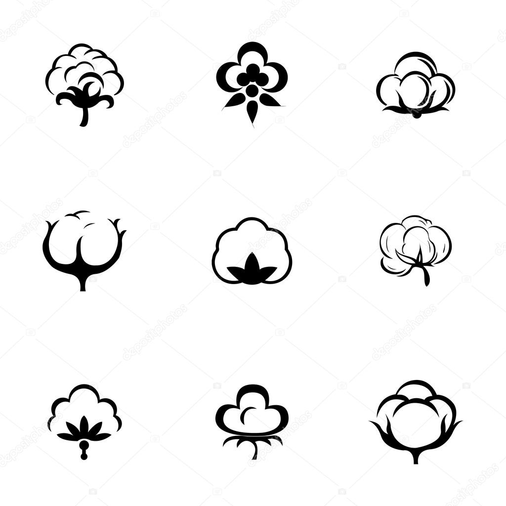 Vector cotton icon set on white background