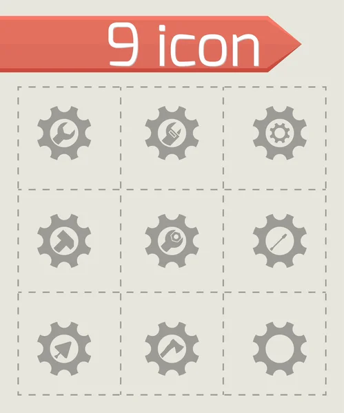 Herramientas vectoriales en el conjunto de iconos de engranajes — Vector de stock
