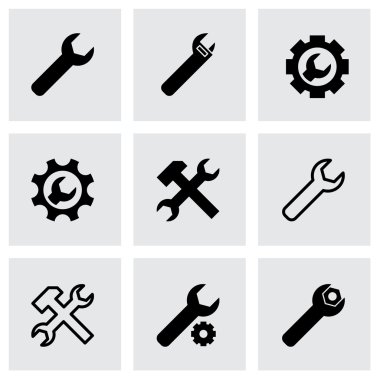 Vektör siyah ayarları Icon set anahtar